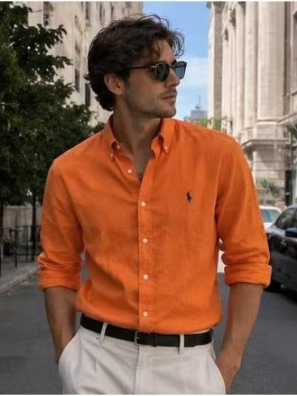Polo Ralph Lauren Orange Button-Down linen shirt for Men NWT